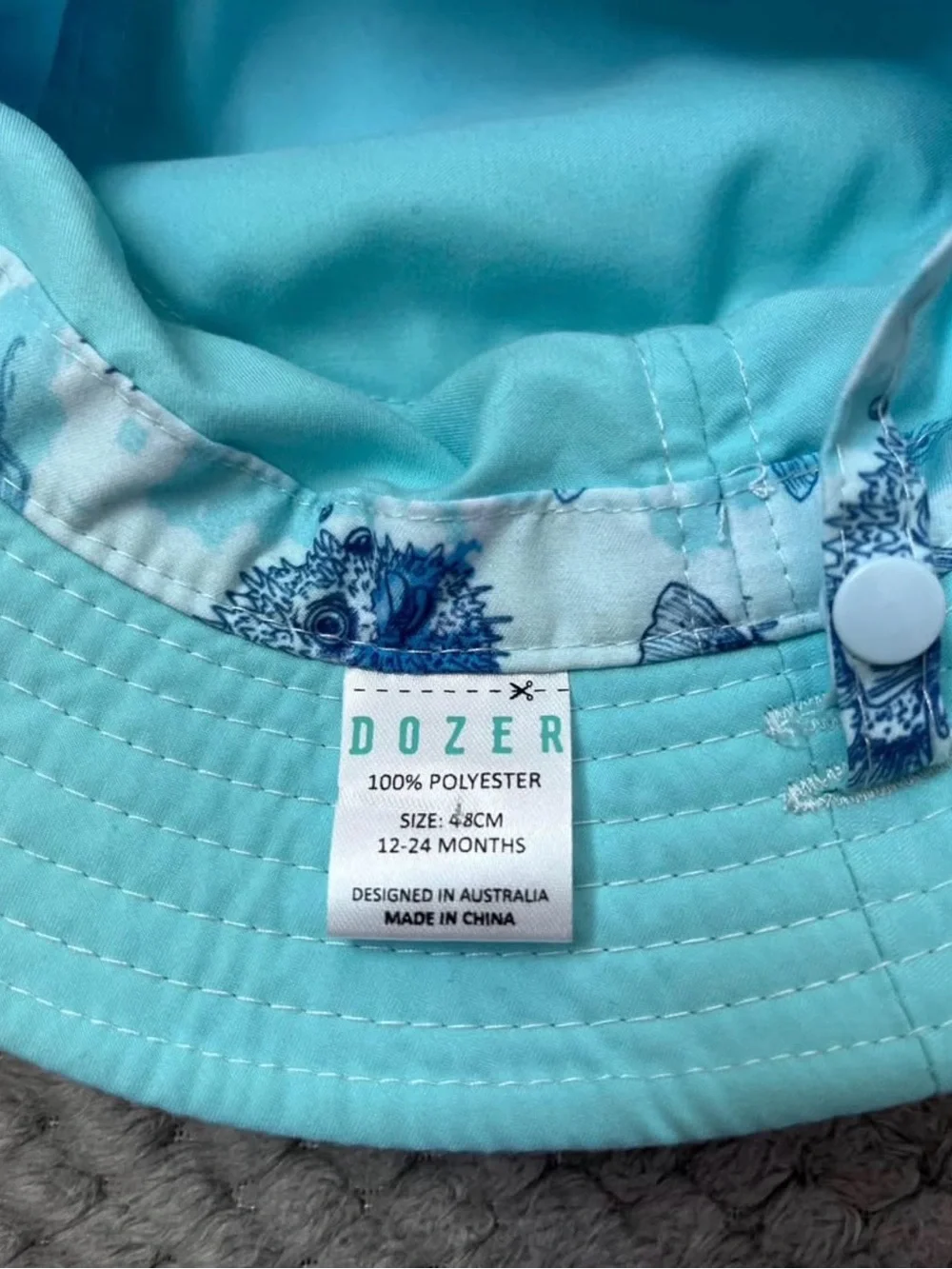 Blue Pufferfish Print Bucket Hat 12-24 months